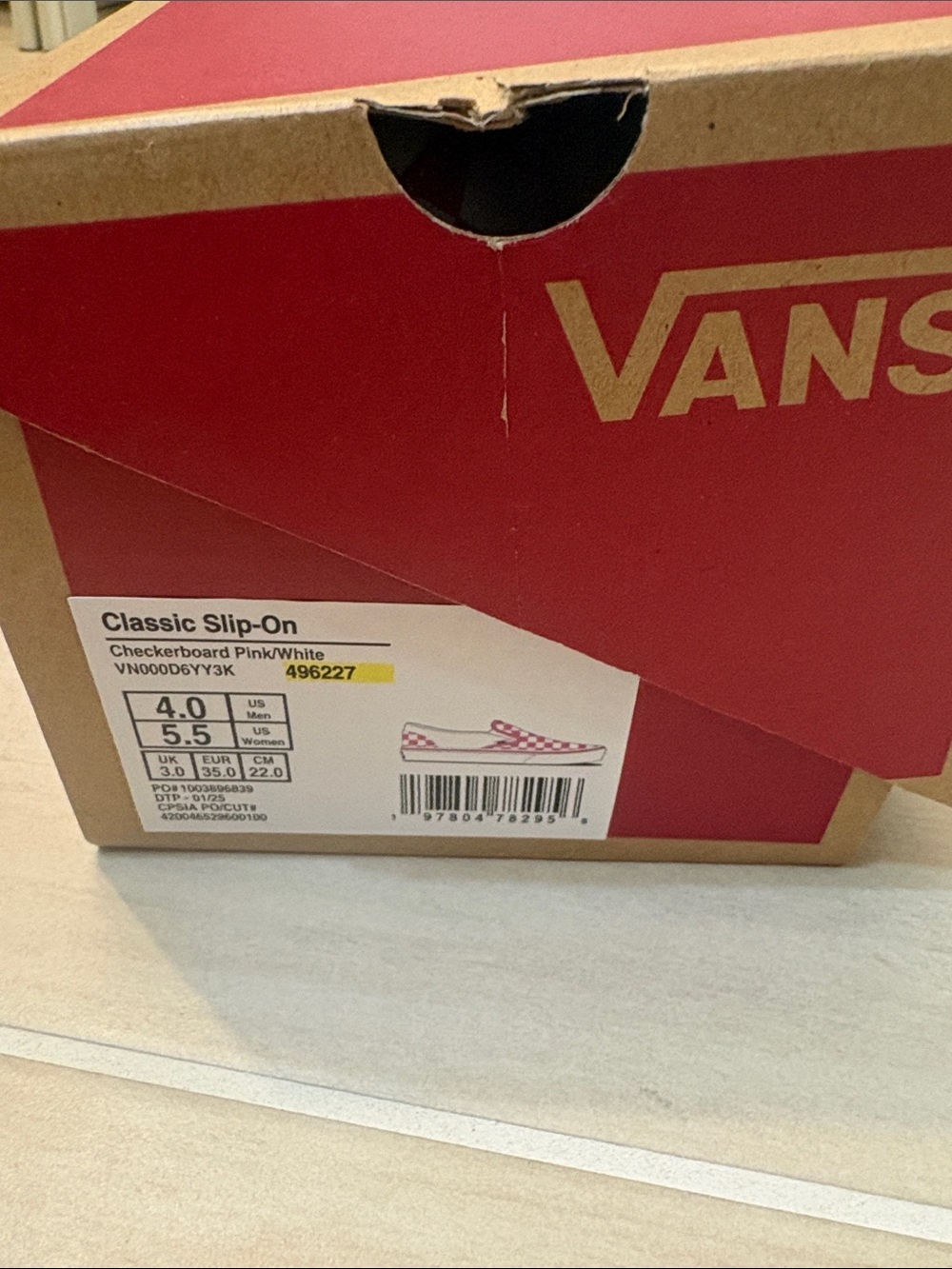 Vans Pink & White Checkerboard Slip-On Sneakers - Picture 9 of 9